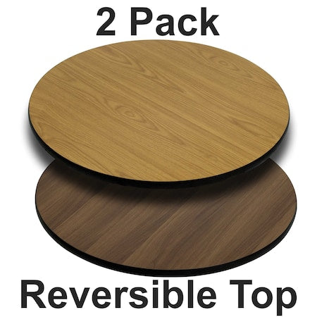 Round Reversible Top, Natural/Walnut, 42", PK2
