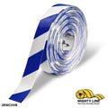 Industrial Safety Floor Marking Tape PVC White/Blue Chevrons, 2" W x 100 ft. L