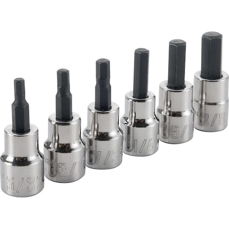 Sockets, 6-pc SAE Hex Bit Socket, SAE 3/8" Drive
