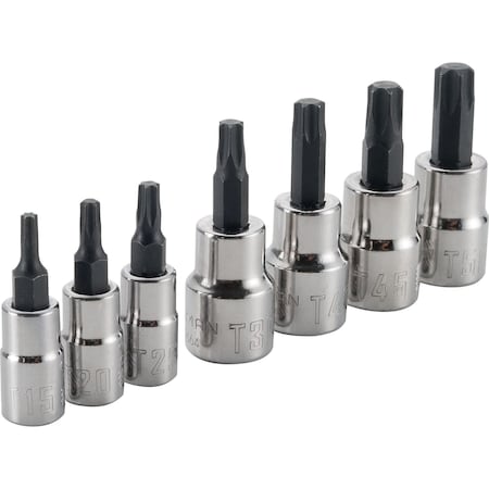 Sockets, 7-pc Torx Bit Sockets, Torx 3/8" Drive