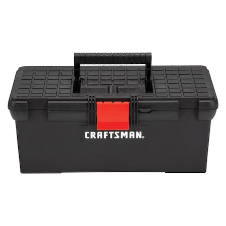 Tool Box, Plastic, Black, 16 in W x 8-1/2 in D x 6-1/2 in H