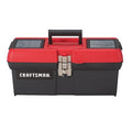 Tool Box, Plastic, Black/Red, 16 in W x 8-1/4 in D x 7 in H