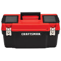 Tool Box, Plastic, Black/Red, 20 in W x 10 in D x 10 in H