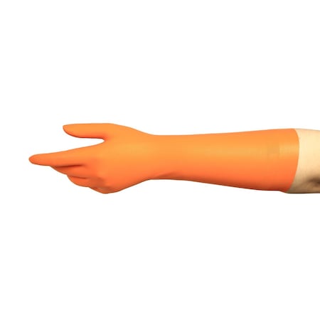Disposable Gloves, ISO 5 ISO Class, Latex, 14 in L, Orange, M, 72 PK