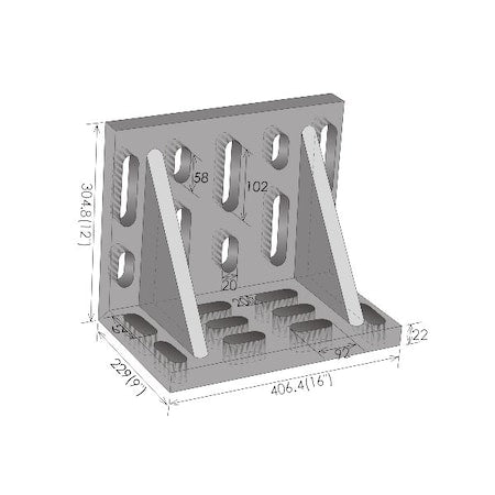 16 X 12 X 9" Giant Slotted Angle Plate