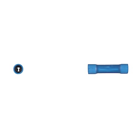 Blue Vinyl Insulated Butt Conn 16-14 Gauge Wire Rng PK100