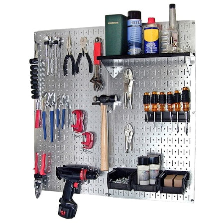 Industrial Pegboard Utility Kit, Galvanized and Black