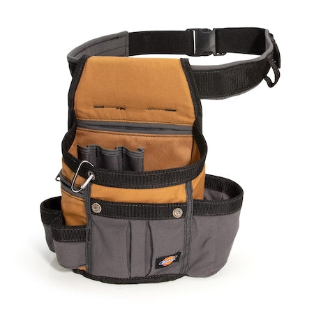 Large Utility Pouch w/Belt, 8 Pocket, Gray/Tan, Canvas, 8 Pockets