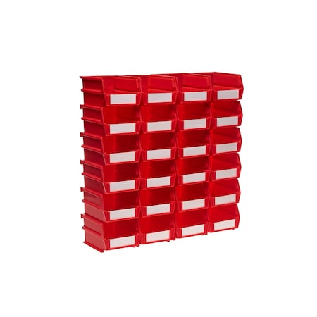 Storage Bin, Polypropylene, Red, 3 in H, 4.125 in W, 1 CT