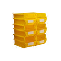 Storage Bin, Polypropylene, Yellow, 7 in H, 8.25 in W, 1 CT