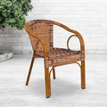 Brown Rattan Patio Chair with Dark Red Frame, PK3