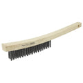 Wire Scratch Brush, .012 Carbon Steel Fill, Curved Handle, 3x19 Rows