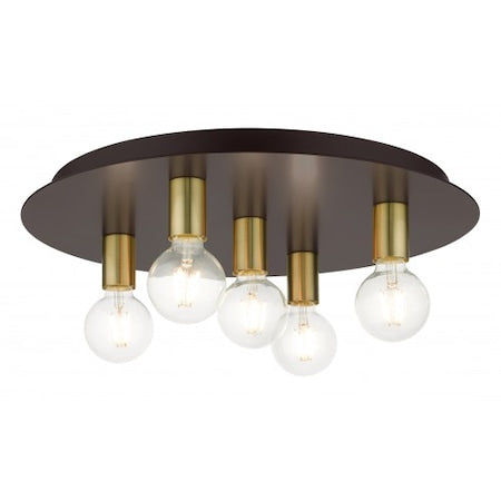 Bronze Flush Mount,5 Light