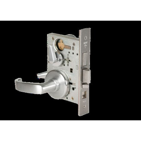 Mortise 45H Lock, Entry, Lever, Rose, Satin Chrome, RH