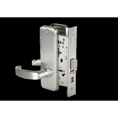 Mortise 45H Lock, Storeroom, Lever, Escutcheon, Sat Chr AM, RH