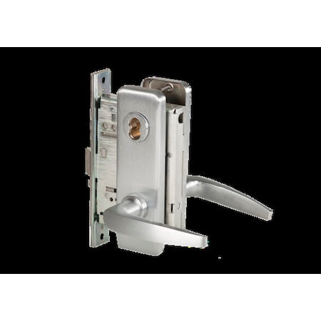 Mortise 45H Lock, Classroom, Lever, Escutcheon, Sat Chr AM, RH