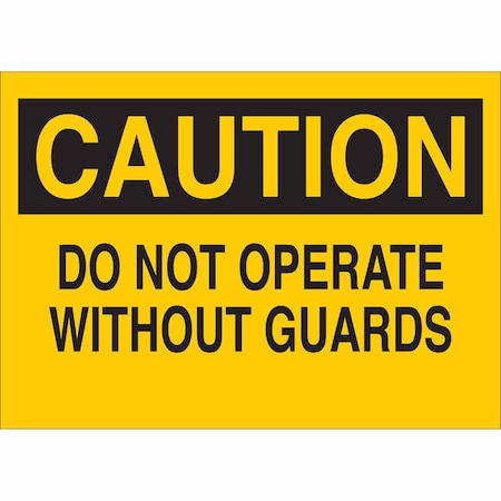 Caution Sign, 7" Height, 10" Width, Polyester, Rectangle, English