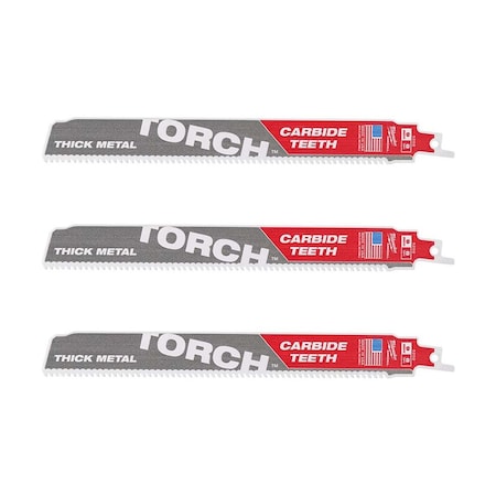 Reciprocating Saw Blade Combo Pack, The Torch with Carbide Teeth, 9 in, 7 TPI, 3-Pack