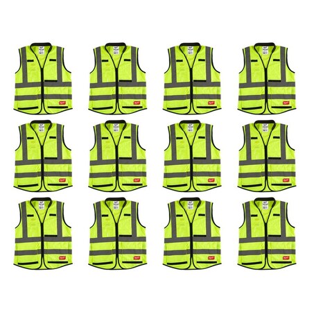 High Visibility Vest, 12 pk, 3XL/4XL