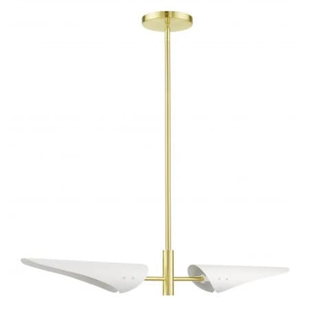 Satin Brass Linear Chandelier,2 Light