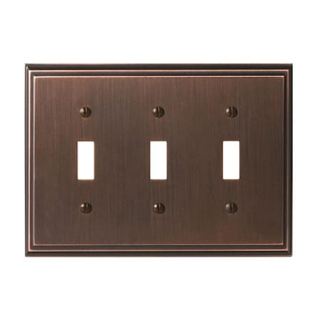 3-Toggle Wall Plates, Number of Gangs: 3 Zinc, Oil Rubbed Bronze Finish