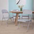 HERCULES Series Double Braced Gray Metal Folding Chair, PK4