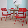 HERCULES Series Double Braced Red Metal Folding Chair, PK4