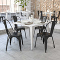 Black Metal Indoor-Outdoor Stackable Chair, PK4