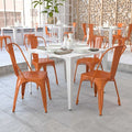 Orange Metal Indoor-Outdoor Stackable Chair, PK4