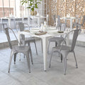 Silver Metal Indoor-Outdoor Stackable Chair, PK4