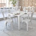 White Metal Indoor-Outdoor Stackable Chair, PK4