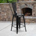 4 " High Black Metal Counter Height Stool, PK4