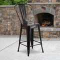 24"H Black/Gold Counter Height Stool w/ Back, PK4