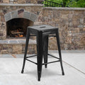 4PK 24"H Backless Black Metal Counter Height Stool