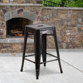 4PK 24"H Backless Black/Gold Counter Height Stool