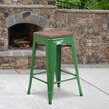 Green Metal Counter Stool,24"", PK4