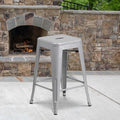4PK 24" High Backless Silver Counter Height Stool