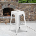 24" High Backless White Counter Height Stool, PK4