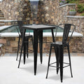 30" High Black Metal Indoor-Outdoor Barstool, PK4