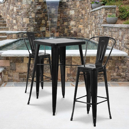 30" High Black Metal Indoor-Outdoor Barstool, PK4