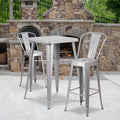 4PK 30" High Silver Metal Indoor-Outdoor Barstool