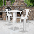 30" High White Metal Indoor-Outdoor Barstool, PK4