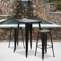4PK 30" High Backless Black Square Metal Barstool