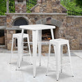 4PK 30"H No Back White Metal Barstool Square Seat