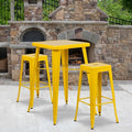 4PK 30"H No Back Yellow Metal Barstool Square Seat
