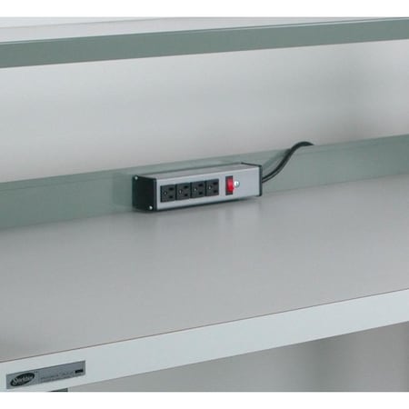 Outlet Strip, Rail Mount, 4 Outlet(s) 6 ft.