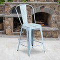Distressed Gn-Blue Metal Stool, PK4