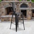 Distressed Black Metal Stool, PK4
