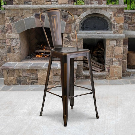 Distressed Copper Metal Stool, PK4