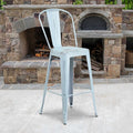 Distressed Gn-Blue Metal Stool, PK4